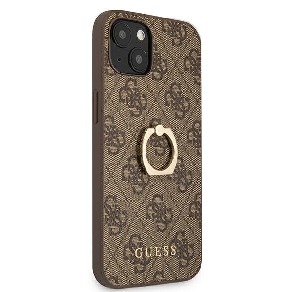GUHCP13S4GMRBR Guess PU 4G Ring Case, paredzēts iPhone 13 Mini Brown cena un informācija | Telefonu vāciņi, maciņi | 220.lv