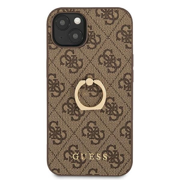 GUHCP13S4GMRBR Guess PU 4G Ring Case, paredzēts iPhone 13 Mini Brown cena un informācija | Telefonu vāciņi, maciņi | 220.lv