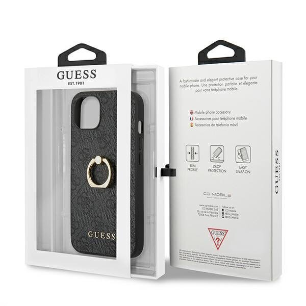 GUHCP13S4GMRGR Guess PU 4G Ring Case, paredzēts iPhone 13 Mini Grey cena un informācija | Telefonu vāciņi, maciņi | 220.lv