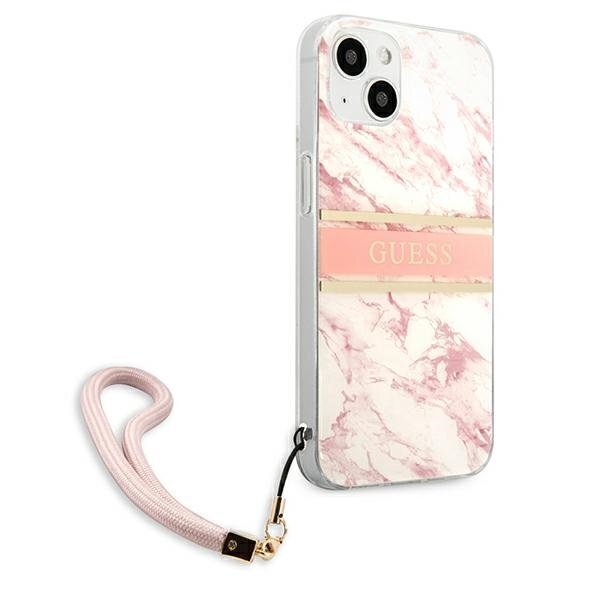 GUHCP13SKMABPI Guess TPU Marble Stripe Case, paredzēts iPhone 13 Mini Pink cena un informācija | Telefonu vāciņi, maciņi | 220.lv