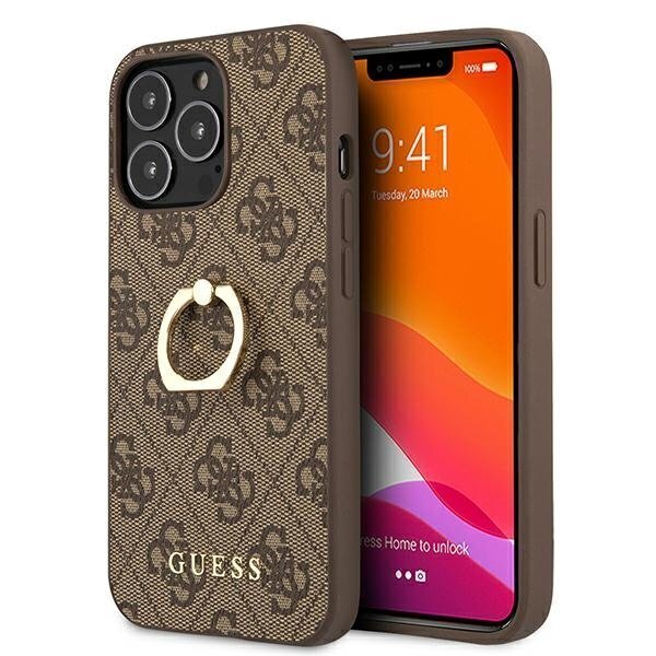 GUHCP13X4GMRBR Guess PU 4G Ring Case, paredzēts iPhone 13 Pro Max Brown cena un informācija | Telefonu vāciņi, maciņi | 220.lv