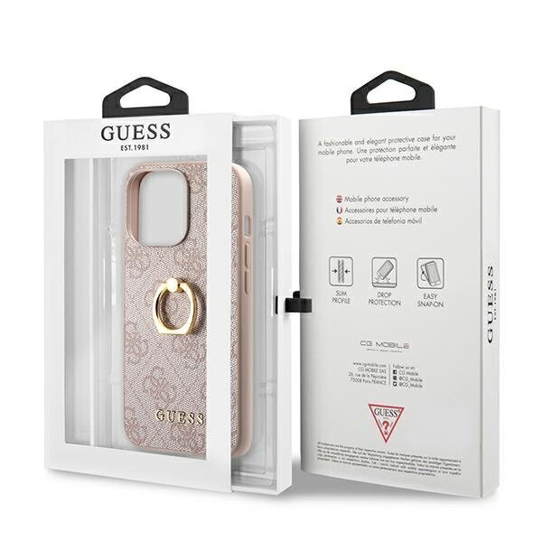 GUHCP13X4GMRPI Guess PU 4G Ring Case, paredzēts iPhone 13 Pro Max Pink цена и информация | Telefonu vāciņi, maciņi | 220.lv