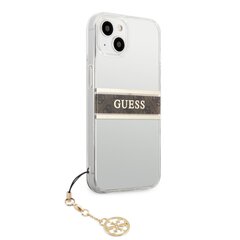 GUHCP13MKB4GBR Guess PU/TPU 4G Brown Stripe Case, paredzēts iPhone 13 Transparent cena un informācija | Telefonu vāciņi, maciņi | 220.lv