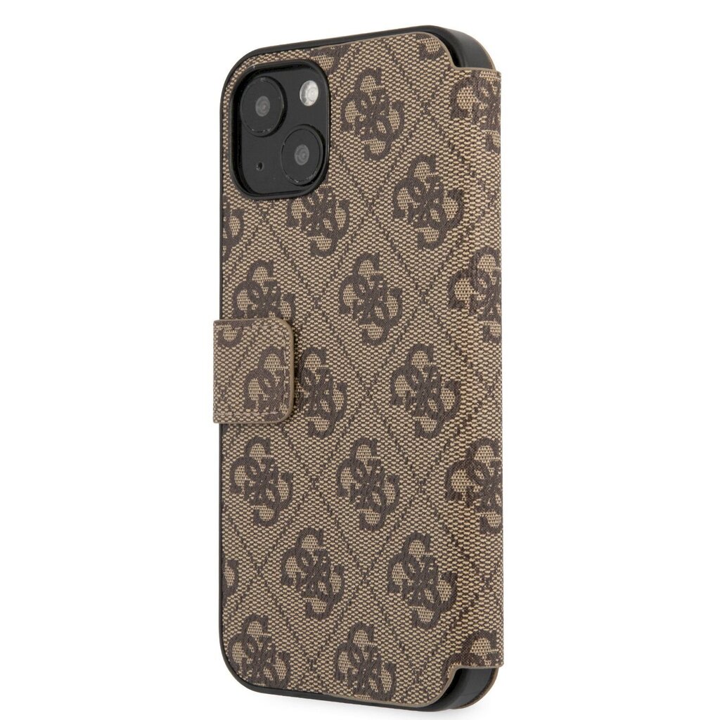 GUBKP13S4GMGBR Guess PU 4G Metal Logo Book Case, paredzēts iPhone 13 Mini Brown cena un informācija | Telefonu vāciņi, maciņi | 220.lv