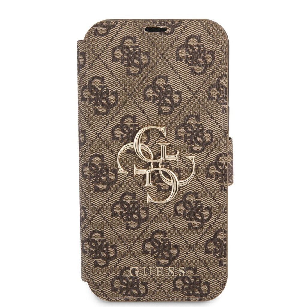 GUBKP13S4GMGBR Guess PU 4G Metal Logo Book Case, paredzēts iPhone 13 Mini Brown cena un informācija | Telefonu vāciņi, maciņi | 220.lv