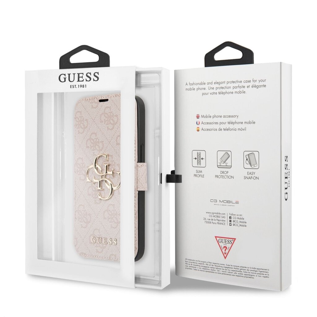 GUBKP13X4GMGPI Guess PU 4G Metal Logo Book Case, paredzēts iPhone 13 Pro Max Pink cena un informācija | Telefonu vāciņi, maciņi | 220.lv