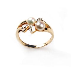 Золотое кольцо с пресноводным жемчугом и бриллиантами, 19 мм, 311 583 190 цена и информация | Кольца | 220.lv