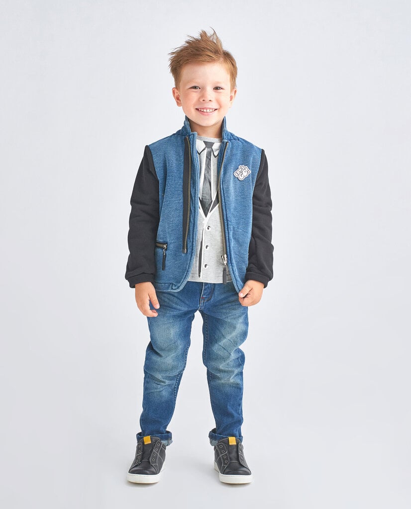 Džinsa jaka ar trikotāžas piedurknēm zēniem Gulliver цена и информация | Zēnu virsjakas | 220.lv