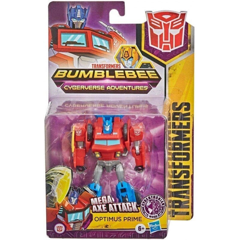 Transformers Bumblebee - cyberverse adventures Mega Axe Attack Optimus Prime / E7090 (12 cm) cena un informācija | Rotaļlietas zēniem | 220.lv