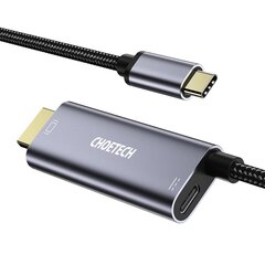 Однонаправленный адаптер Choetech USB тип C (папа) на HDMI 4K 60Hz (папа) + блок питания Power Delivery 60Вт 1.8м серый (XCH-M180-GY) цена и информация | Адаптеры и USB разветвители | 220.lv