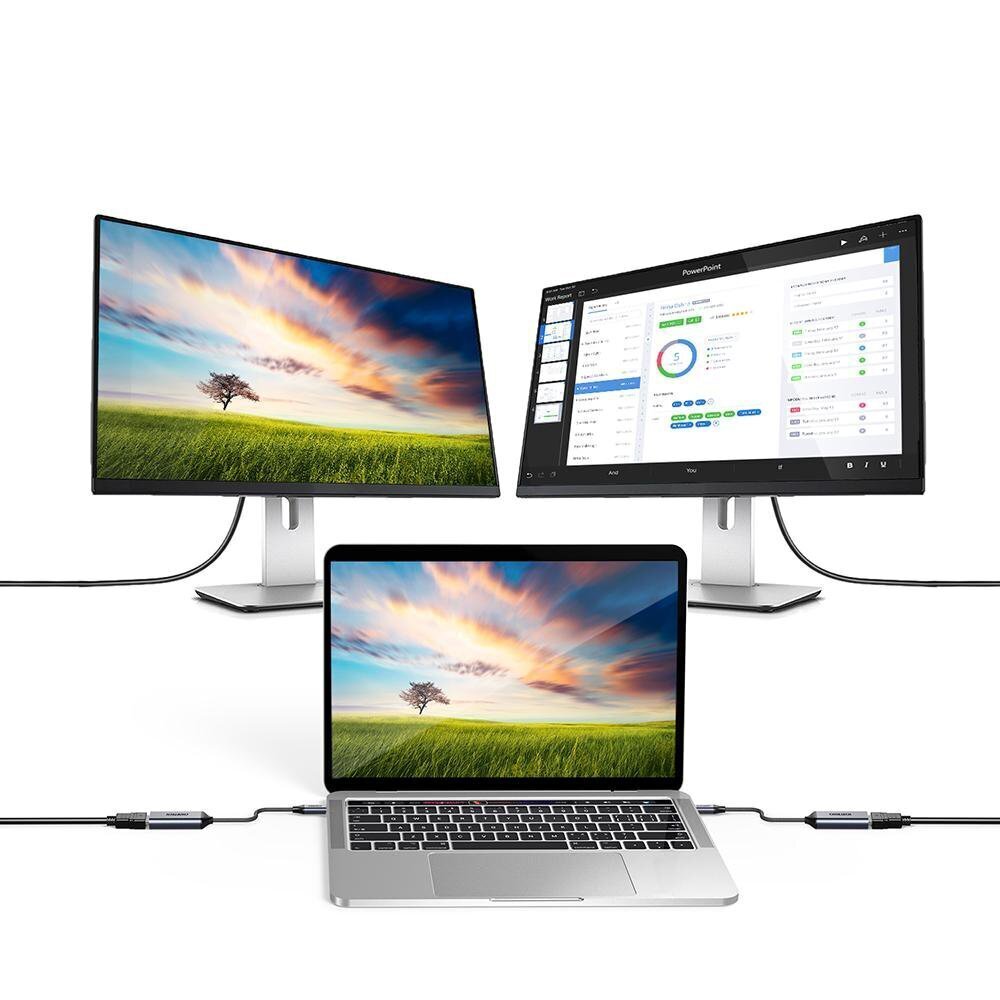 Vienvirziena adapteris Choetech USB Type C uz DisplayPort 4K 60Hz 20cm (HUB-H11), pelēks cena un informācija | Adapteri un USB centrmezgli | 220.lv