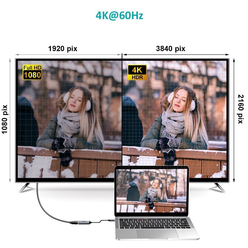 Vienvirziena adapteris Choetech adapteris bezvadu uzlādei HUB USB Type C uz HDMI 4K 60Hz (HUB-H10), pelēks цена и информация | Adapteri un USB centrmezgli | 220.lv