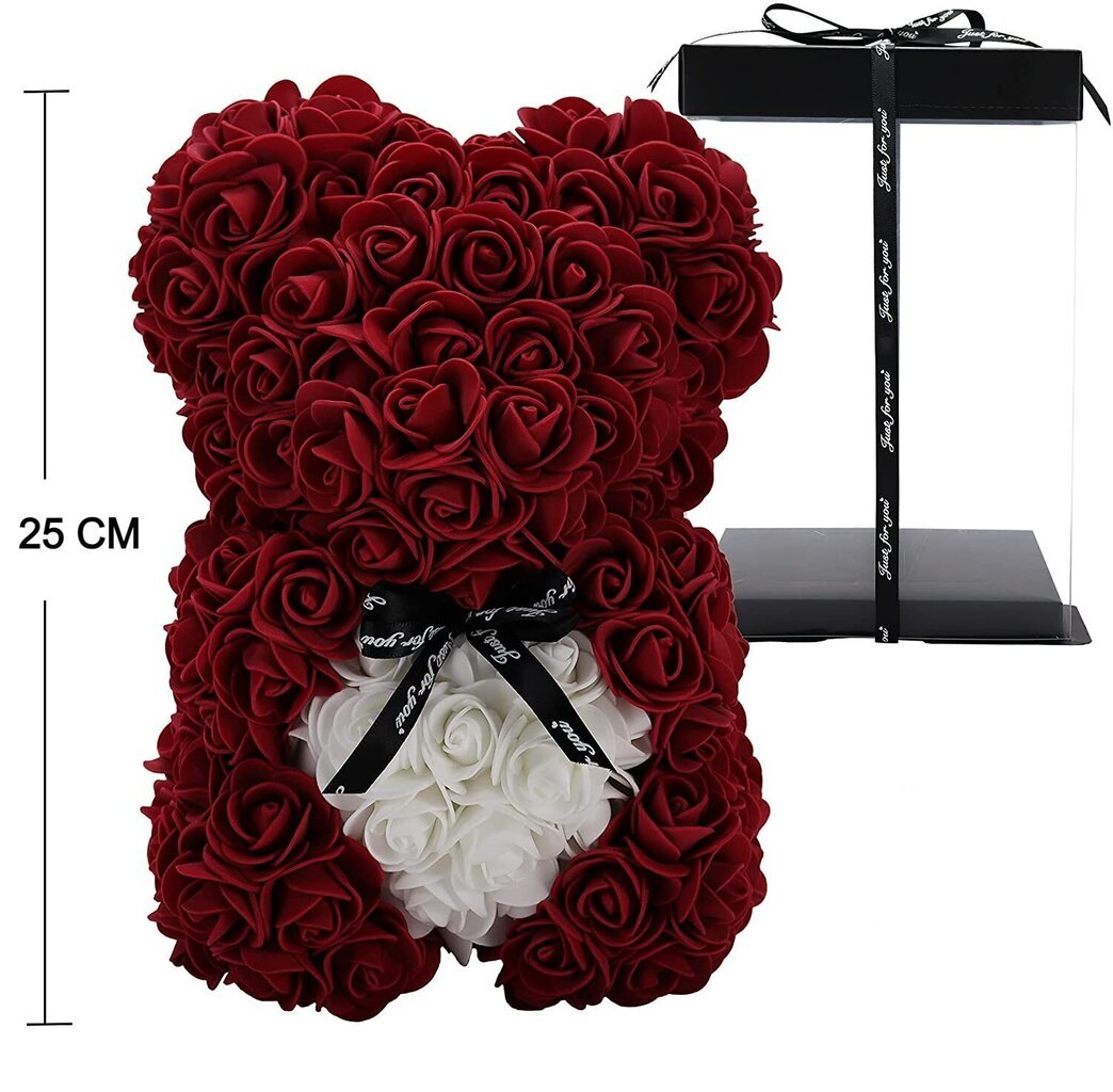 Rožu lācis 25cm (rose bear), LIVMAN cena un informācija | Mākslīgie ziedi | 220.lv