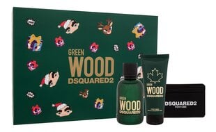 Komplekts vīriešiem Dsquared2 Green Wood: tualetes ūdens EDT, 100 ml + dušas želeja, 100 ml + karšu maciņš cena un informācija | Vīriešu smaržas | 220.lv
