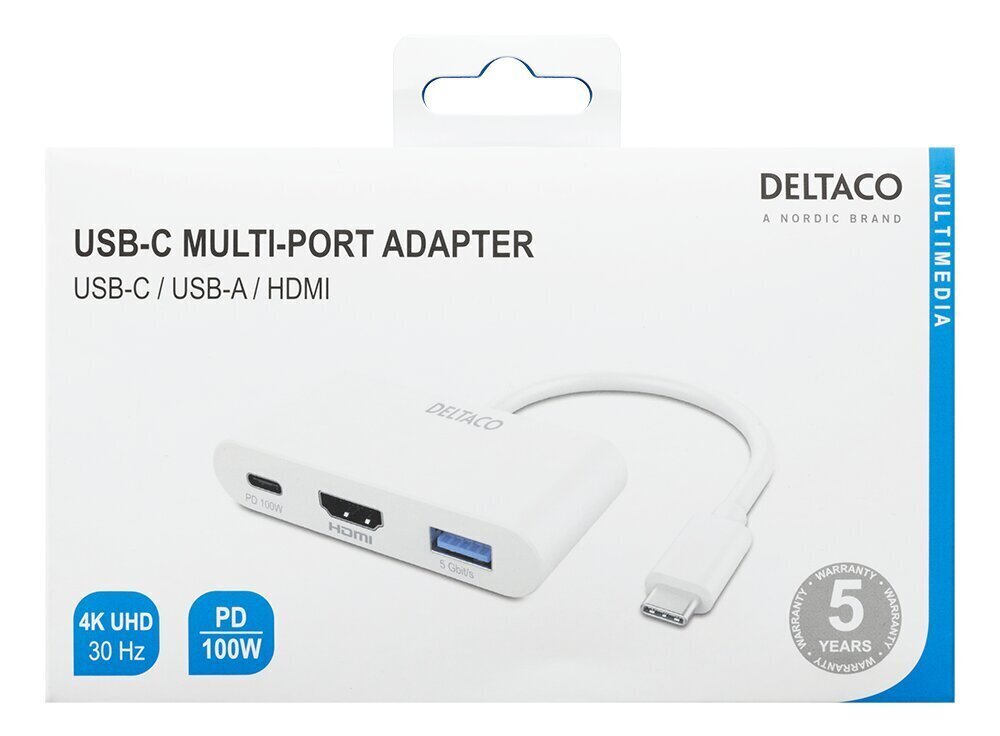 Adapteris Deltaco USBC-HDMI23, USB-C/HDMI/USB-A цена и информация | Adapteri un USB centrmezgli | 220.lv
