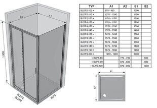 Dušas durvis Blix BLDP2, Ravak, izmērs: 110 Stikls: Caurspīdīga cena un informācija | Dušas durvis, dušas sienas | 220.lv