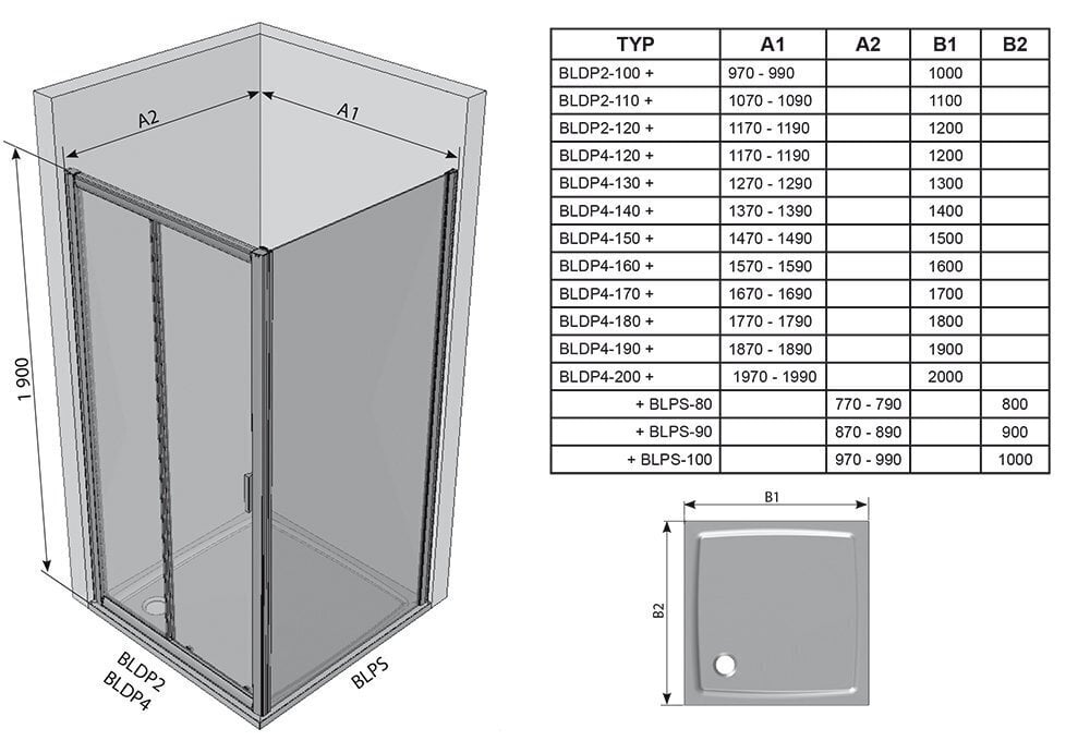 Dušas durvis Blix BLDP4, Ravak, izmērs: 160 Stikls: Caurspīdīga cena un informācija | Dušas durvis, dušas sienas | 220.lv