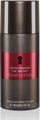 Izsmidzināms dezodorants vīriešiem Antonio Banderas The Secret Temptation 150 ml cena un informācija | Antonio Banderas Smaržas, kosmētika | 220.lv