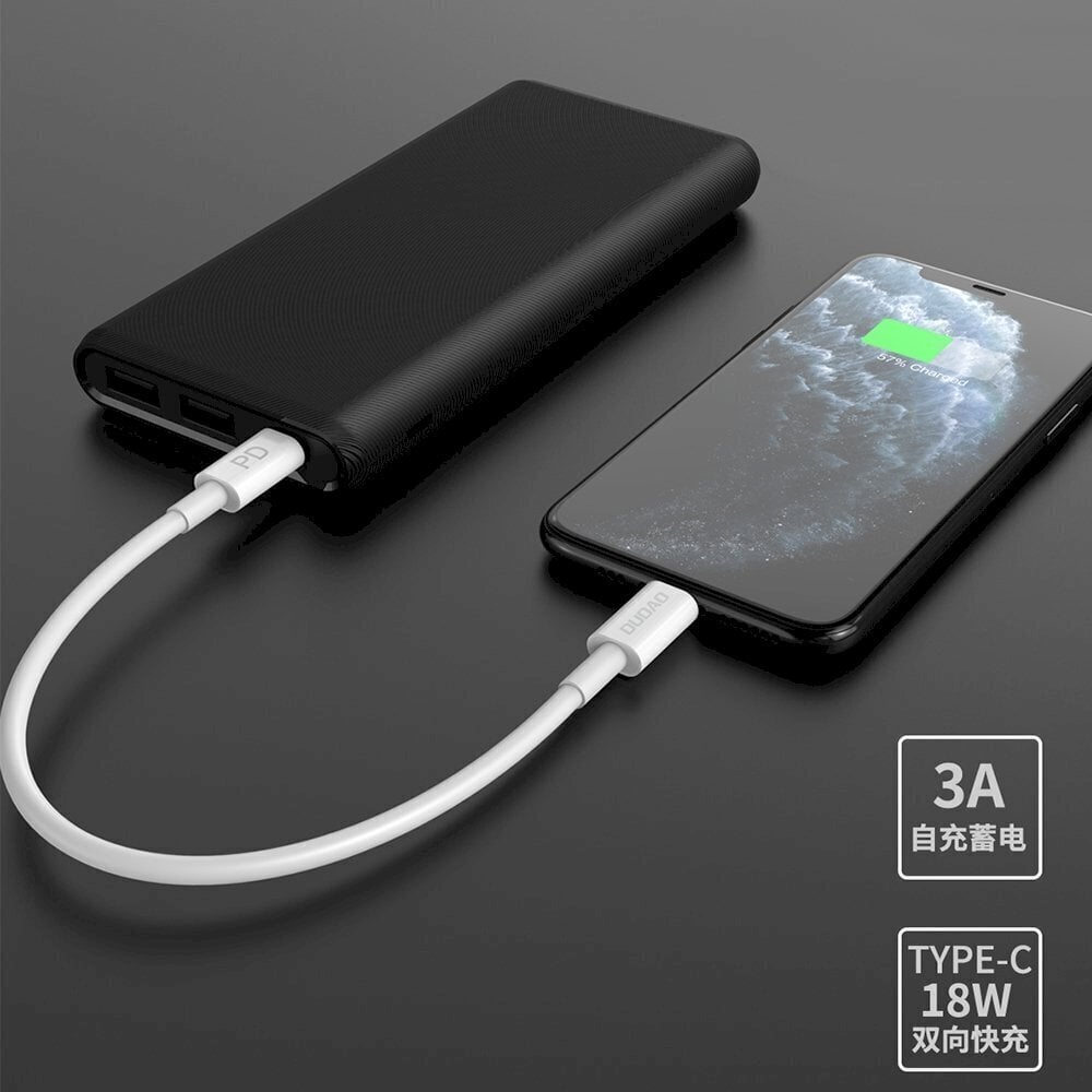 Dudao power bank 10000mAh 18W Quick Charge Power Delivery 2x USB / 1x USB Type C white (K12PQ_W) цена и информация | Lādētāji-akumulatori (Power bank) | 220.lv