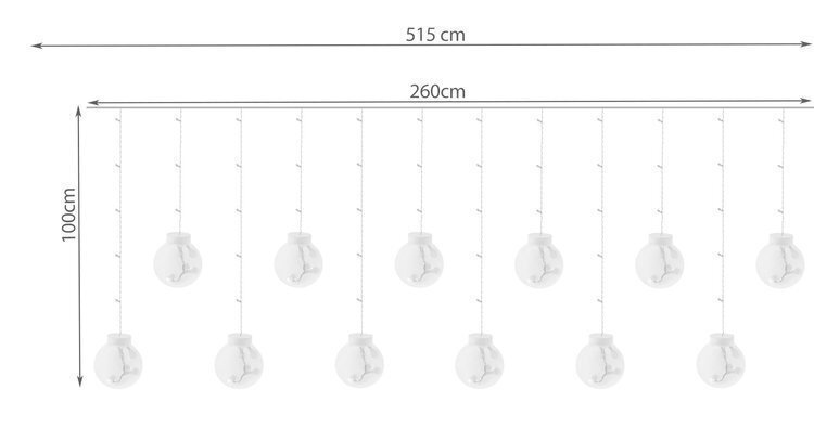 LED gaismas aizkars, bumbiņas cena un informācija | Ziemassvētku lampiņas, LED virtenes | 220.lv