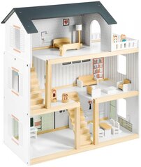 Белый деревянный кукольный домик с аксессуарами, 19 шт. цена и информация | Игрушки для девочек | 220.lv