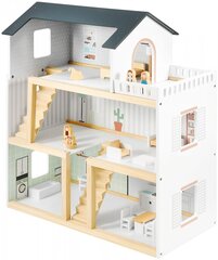 Белый деревянный кукольный домик с аксессуарами, 19 шт. цена и информация | Игрушки для девочек | 220.lv