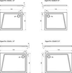 Apdares plāksne Gigant Pro Chrome, Ravak, Izmēri: 120x90 Sānu: Labā цена и информация | Душевые поддоны | 220.lv