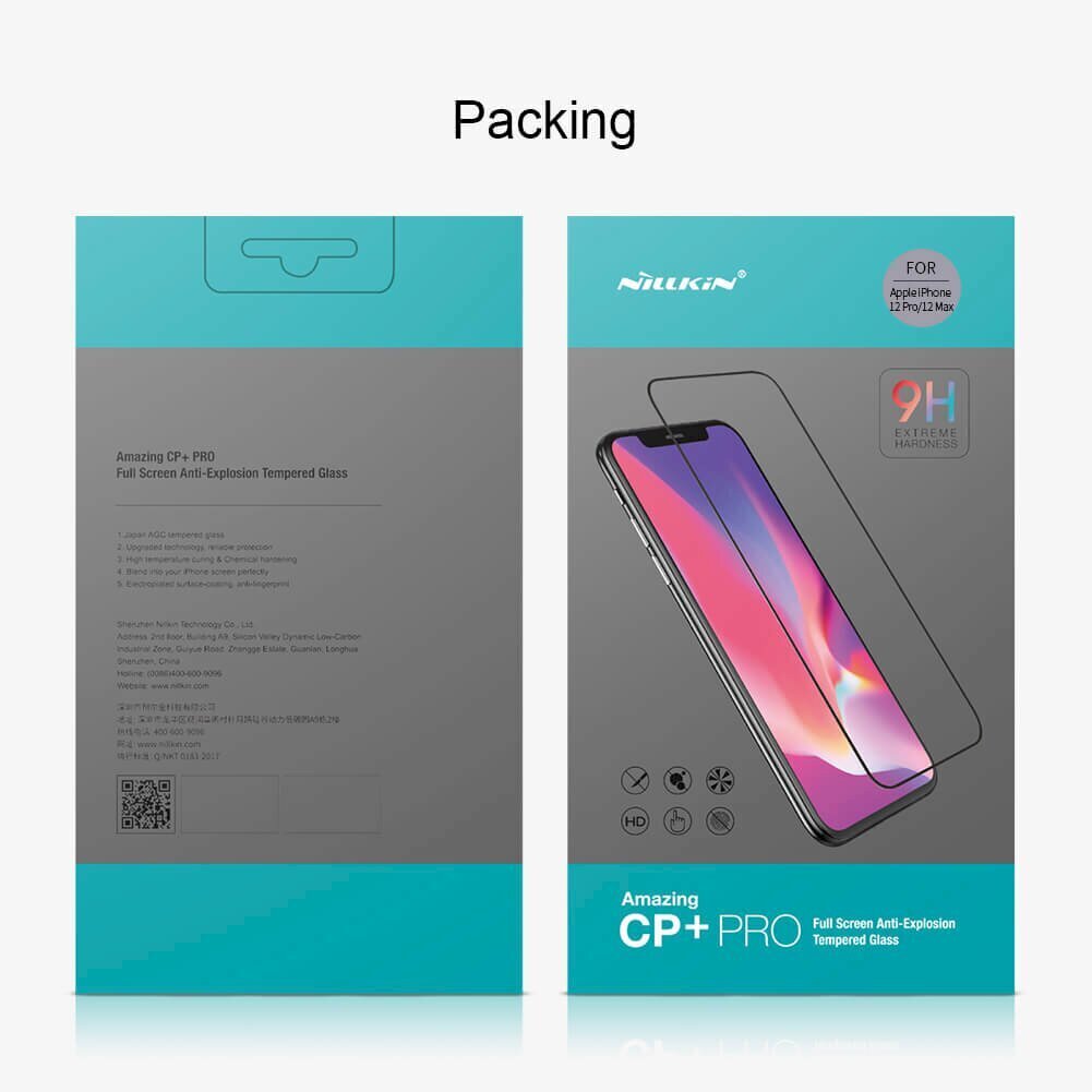 Nillkin Tempered Glass 2.5D CP+ PRO, melns, paredzēts Apple iPhone 12/12 Pro 6.1 cena un informācija | Ekrāna aizsargstikli | 220.lv