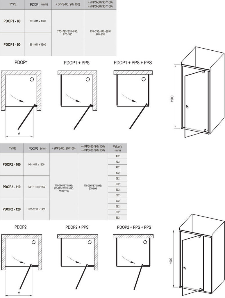 Dušas durvis Ravak Pivot PDOP2 цена и информация | Dušas durvis, dušas sienas | 220.lv