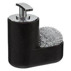 Дозатор для мыла черный матовый с губкой 15см цена и информация | Аксессуары для ванной комнаты | 220.lv