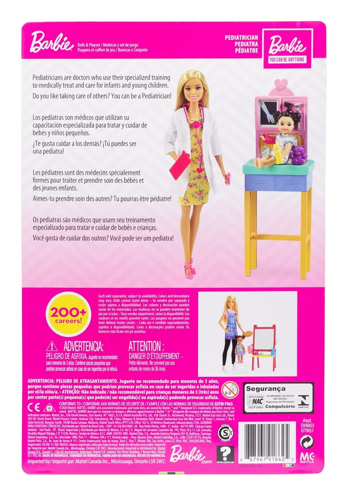 MATTEL BARBIE Komplekts - pediatrs цена и информация | Rotaļlietas meitenēm | 220.lv