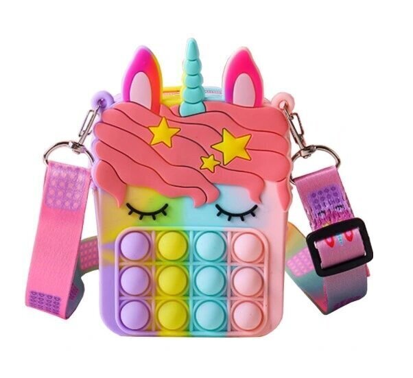 Silikona rotaļlietu soma Unicorn POP IT, krāsaina cena un informācija | Rotaļlietas meitenēm | 220.lv