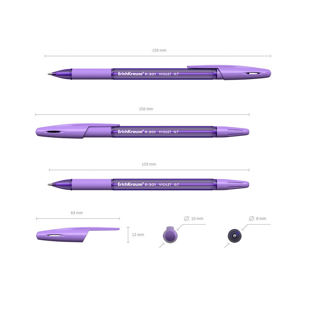 Pildspalva ErichKrause Violet Stick&Grip 0.7mm violeta - 3 gab cena un informācija | Rakstāmpiederumi | 220.lv