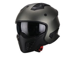 Moto ķivere BRUZANO ar noņemamu žokli, matēta titāna krāsa цена и информация | Шлемы для мотоциклистов | 220.lv
