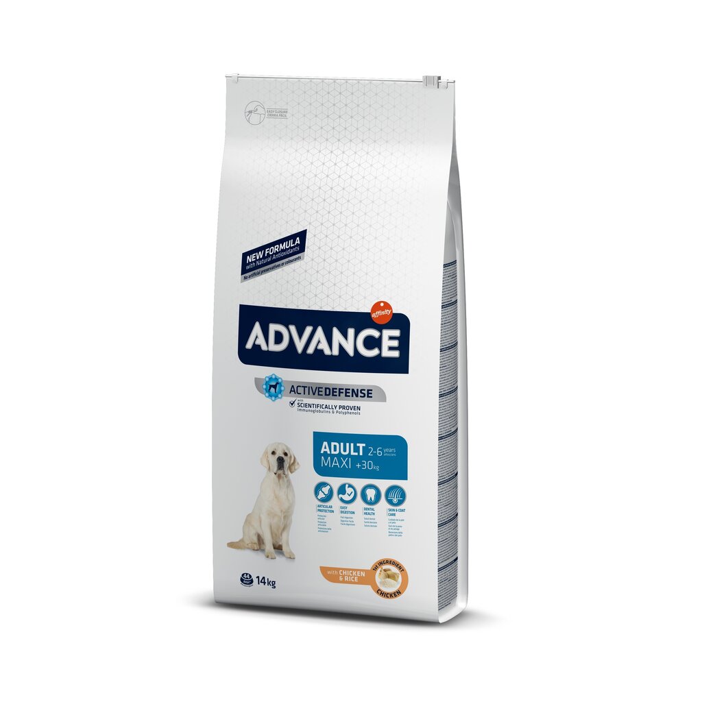 ADVANCE DOG MAXI ADULT 14,0KG - Lielo šķirņu suņiem (vista un rīsi) cena un informācija | Sausā barība suņiem | 220.lv