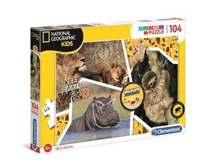 Clementoni: 104el puzzle. Nacionālie ģeogrāfiskie bērni Wildlife Adventurer cena un informācija | Puzles, 3D puzles | 220.lv