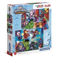 Clementoni: 2 x 20el puzzle. Super superhero krāsa цена и информация | Пазлы | 220.lv