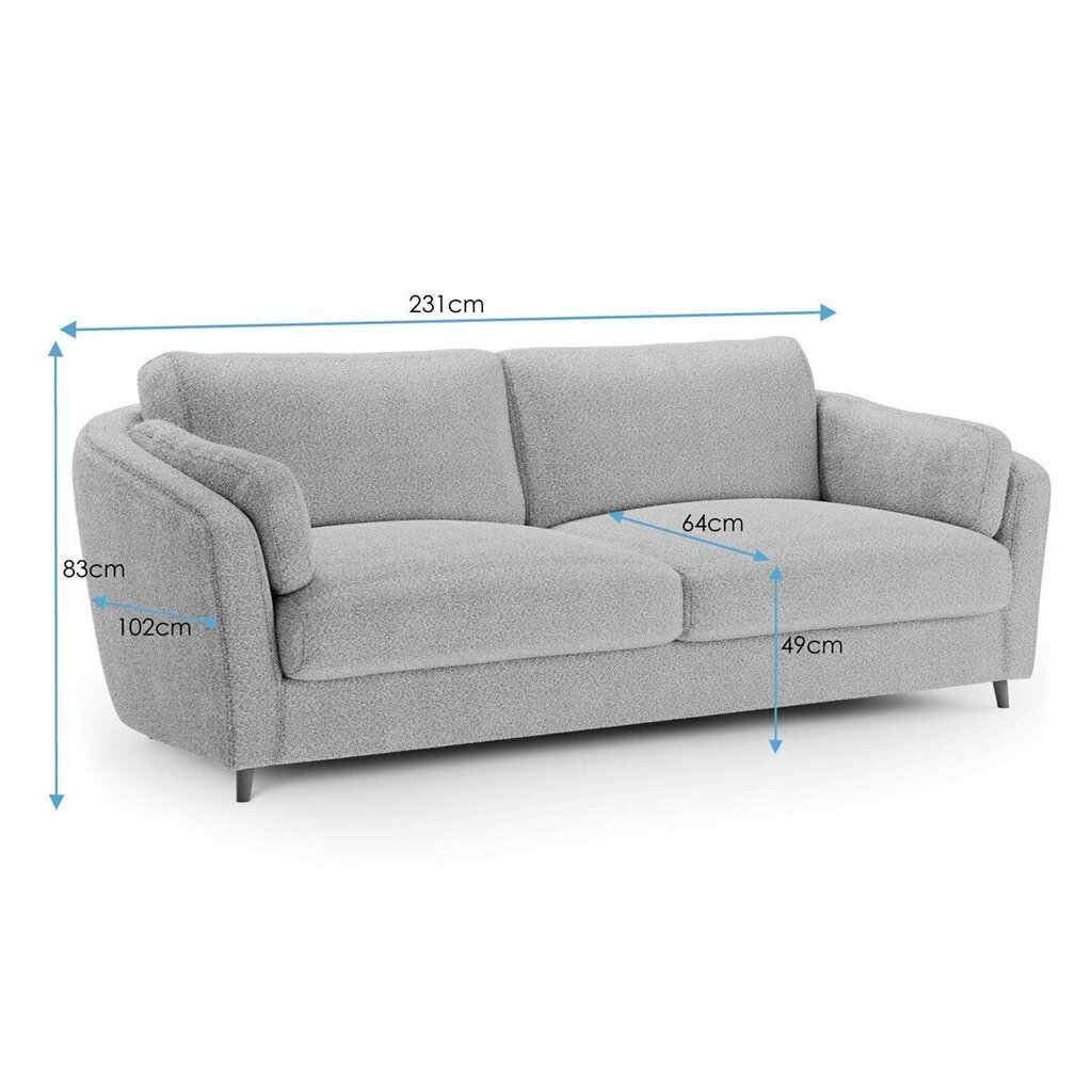 Trīsvietīgs dīvāns Homede Moontiza, smilškrāsas cena un informācija | Dīvāni | 220.lv