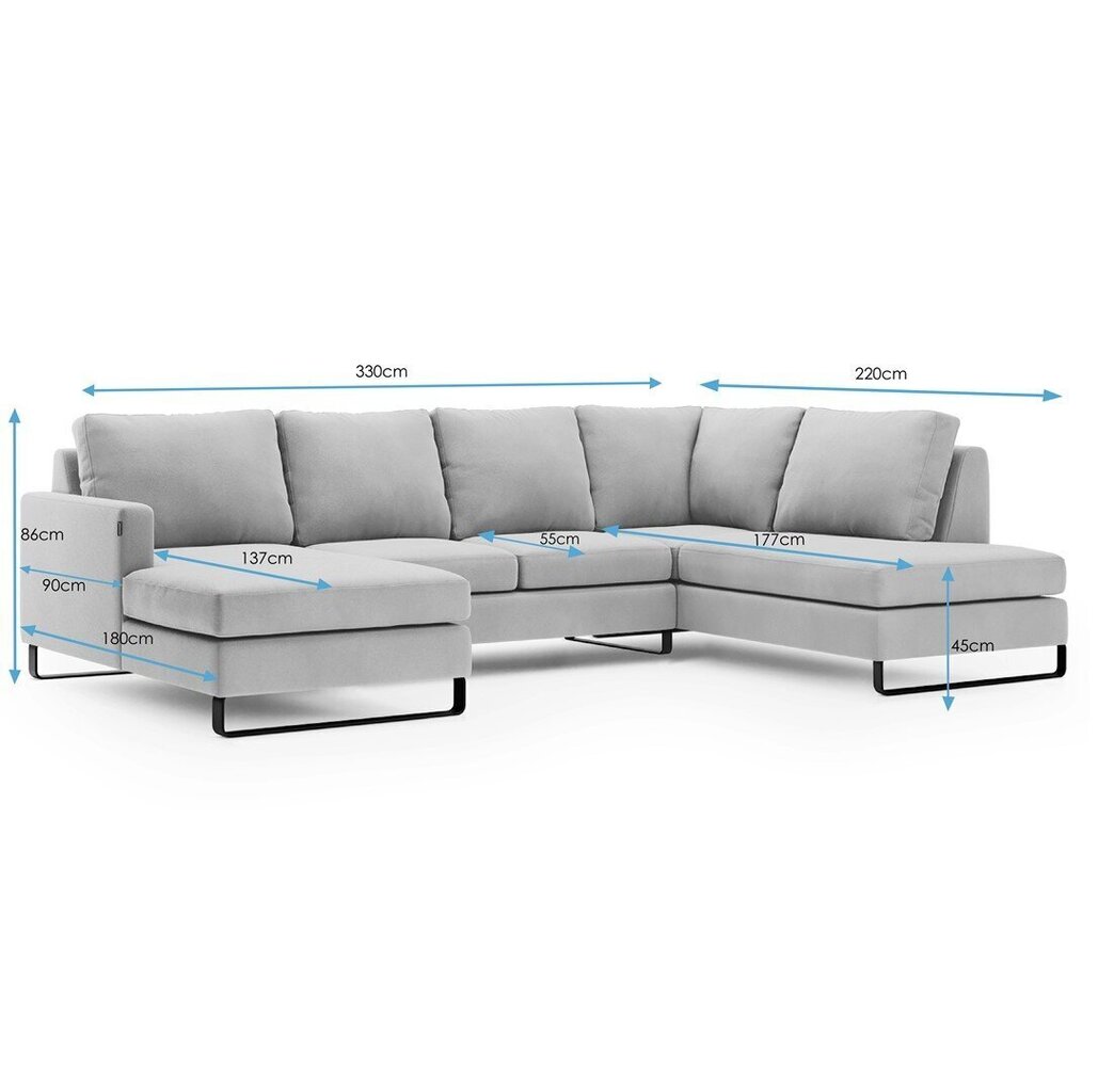 Stūra dīvāns Homede Corni XLO, kreisās puses, pelēks cena un informācija | Stūra dīvāni | 220.lv