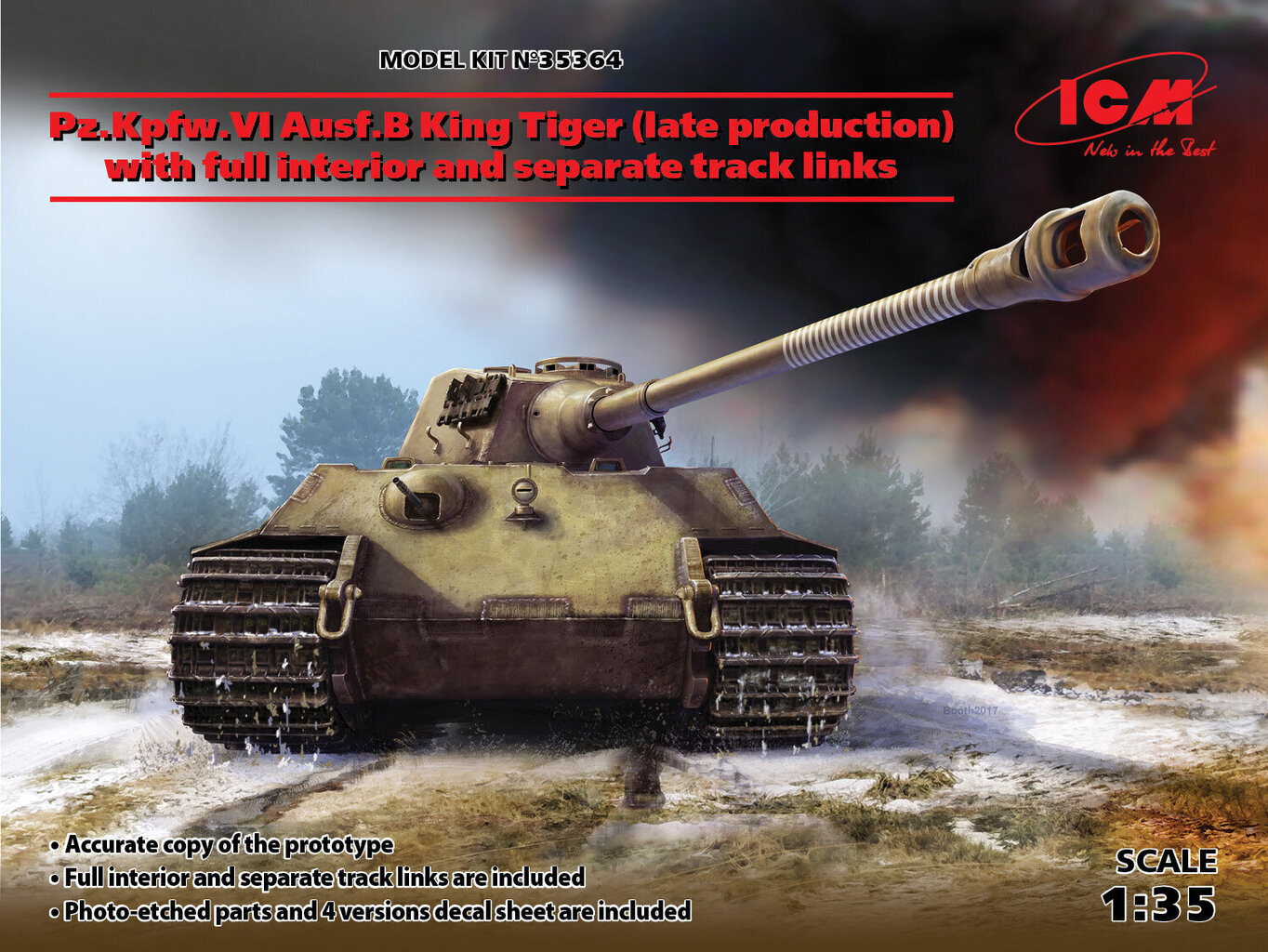 Modelis līmēšanai ICM 35364 German Heavy Tank Pz.Kpfw.VI Ausf.B King Tiger with full interior 1/35 цена и информация | Līmējamie modeļi | 220.lv
