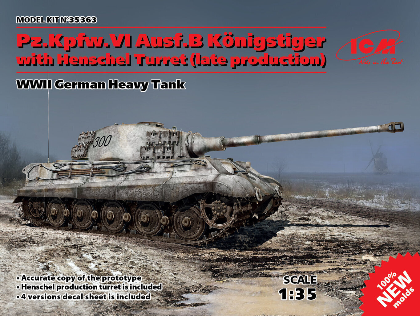 Modelis līmēšanai ICM 35363 German Heavy Tank Pz.Kpfw.VI Ausf.B King Tiger/Henschel Turret 1/35 цена и информация | Līmējamie modeļi | 220.lv