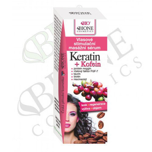 Matus stimulējošais masāžas serums Bione Cosmetics Keratin + Kofein 215 ml цена и информация | Matu uzlabošanai | 220.lv