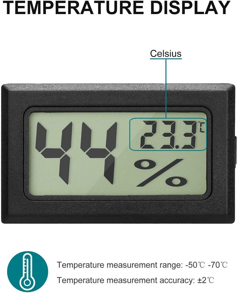 2in1 digitālais termometrs un higrometrs cena un informācija | Meteostacijas, āra termometri | 220.lv