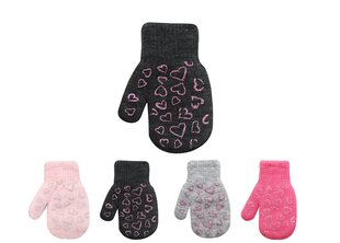 Кулачковые перчатки со шнуром для детей Rak R-124DB Сердечки, темно-серые цена и информация | Зимняя одежда для детей | 220.lv