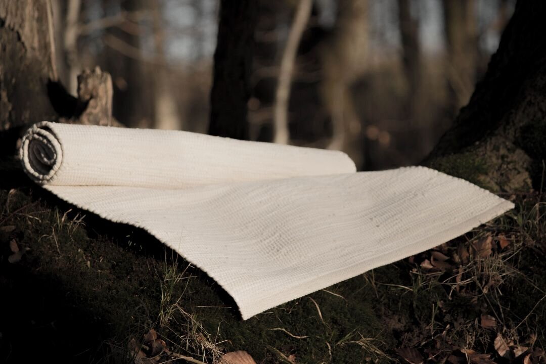 Rug Solid kokvilnas paklājs, dabiski balts – dažādi izmēri, 65 x 135 cm cena un informācija | Paklāji | 220.lv