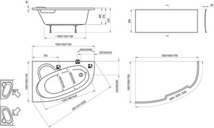 Vannas istaba Ravak, 150x100 цена и информация | Для ванны | 220.lv