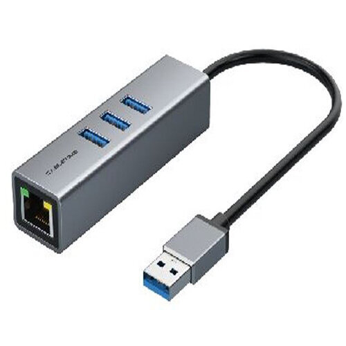 Premium adapteris USB 3.0 - USB 3.0 (3 Porti) + RJ45, 0.15m цена и информация | Adapteri un USB centrmezgli | 220.lv