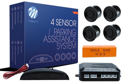 Парковочная система с 4-мя датчиками с LED экраном M-Tech, черная цена и информация | Системы парковки | 220.lv