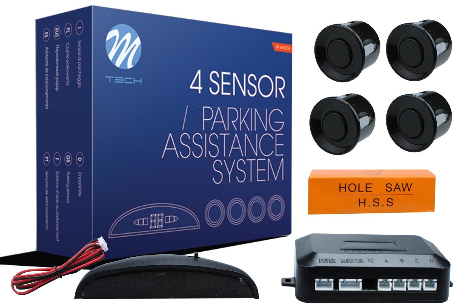 Parkošanās sistēma ar 4 sensoriem ar LED displeju M-Tech, melna цена и информация | Parkošanas sistēmas | 220.lv