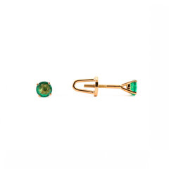 Zelta auskari - nagliņas ar smaragdiem ZAFC00125E5RDE cena un informācija | Auskari | 220.lv